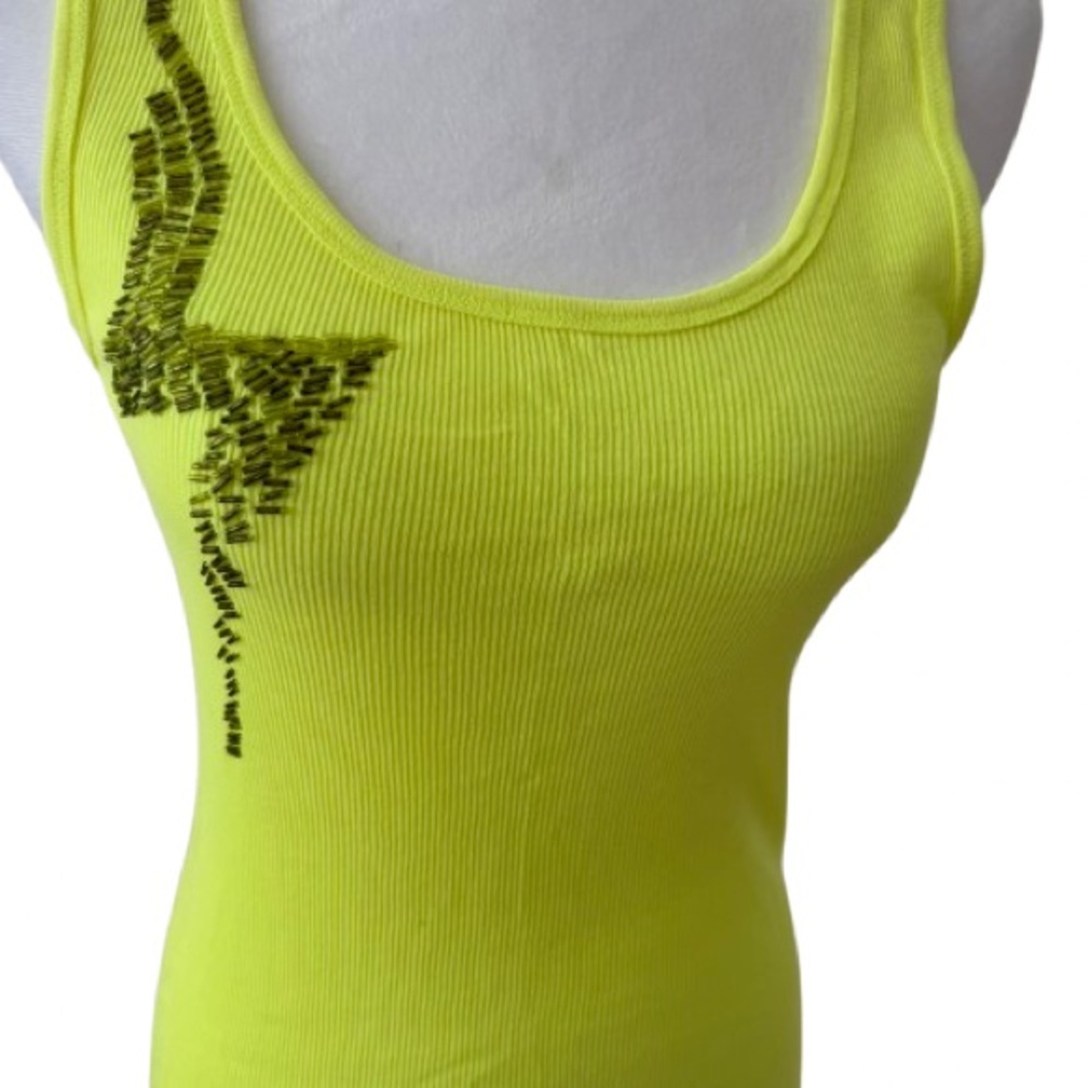 🆕 Neon Yellow Embellished Tank Top - Size S